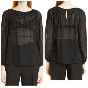 NWT REBECCA TAYLOR SILK CHIFFON  BLOUSE  IN BLACK